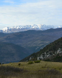 Scenic view of mountains against sky