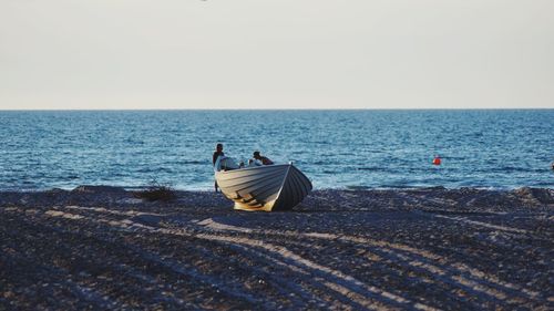 Scenic view of sea against clear sky