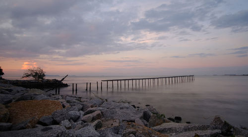 Scenic view of sea against sky during sunset