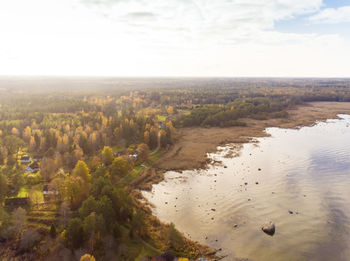 Aerial of altja village beach in lahemaa national park