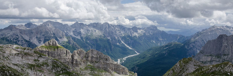 Panoramic view of mountains against sky