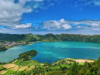 Scenic view of lake against sky