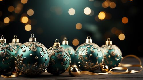 Close-up of christmas decorations on table