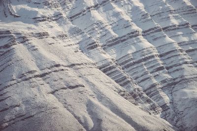 High angle view of snow covered land