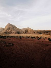 Scenic view of wadi rum desert against sky in jordan