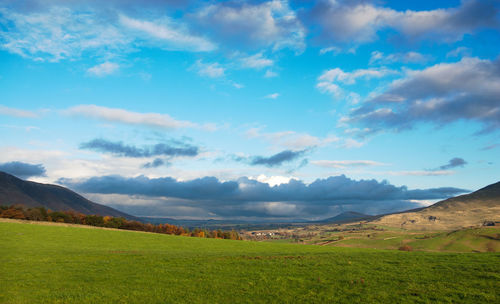 Scenic view of landscape against cloudy sky