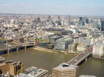 High angle view of cityscape against sky