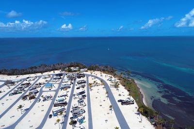 High angle view of sea against sky