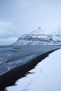 Scenic view of sea against sky during winter