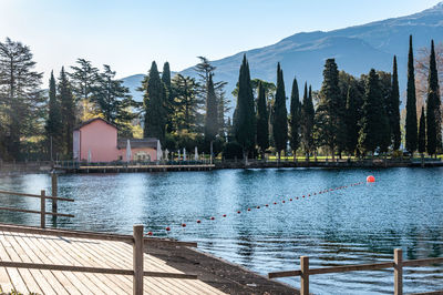 Scenic view of lake against sky