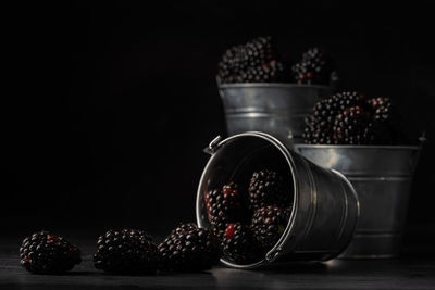 Close-up of blackberries on table