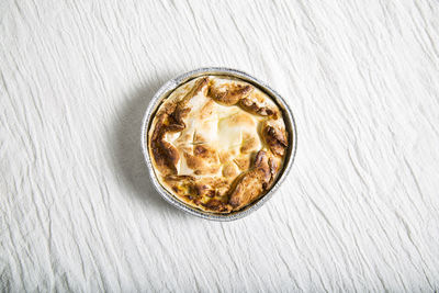 High angle view of dessert on table