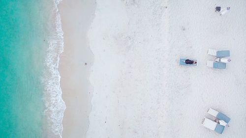 High angle view of people on beach