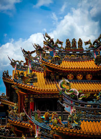 High angle view of temple against sky