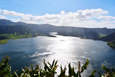 Scenic view of lake against sky