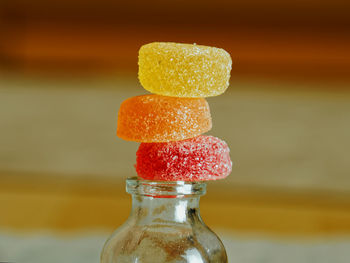 Close-up of ice cream on glass