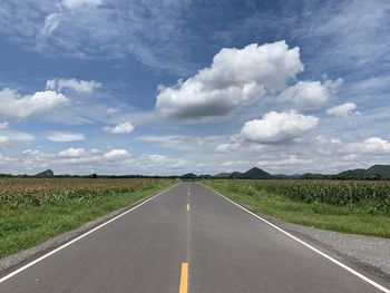 Empty road along countryside landscape