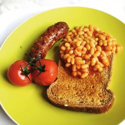 Close-up of breakfast served in plate