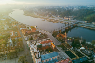 High angle view of city