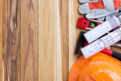 High angle view of multi colored pencils on table