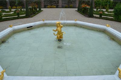 High angle view of fountain in park