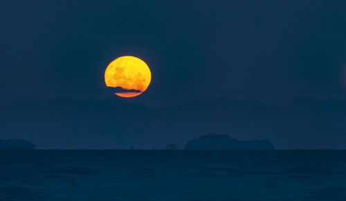 Scenic view of sea against sky at night