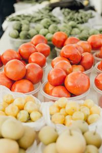 Full frame of tomatoes in market