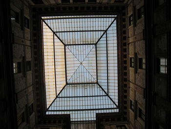 Low angle view of skylight in building