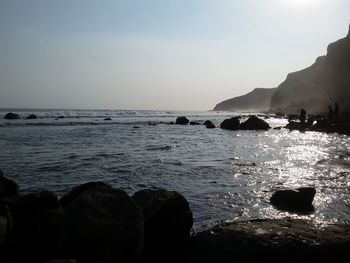 Scenic view of sea against clear sky