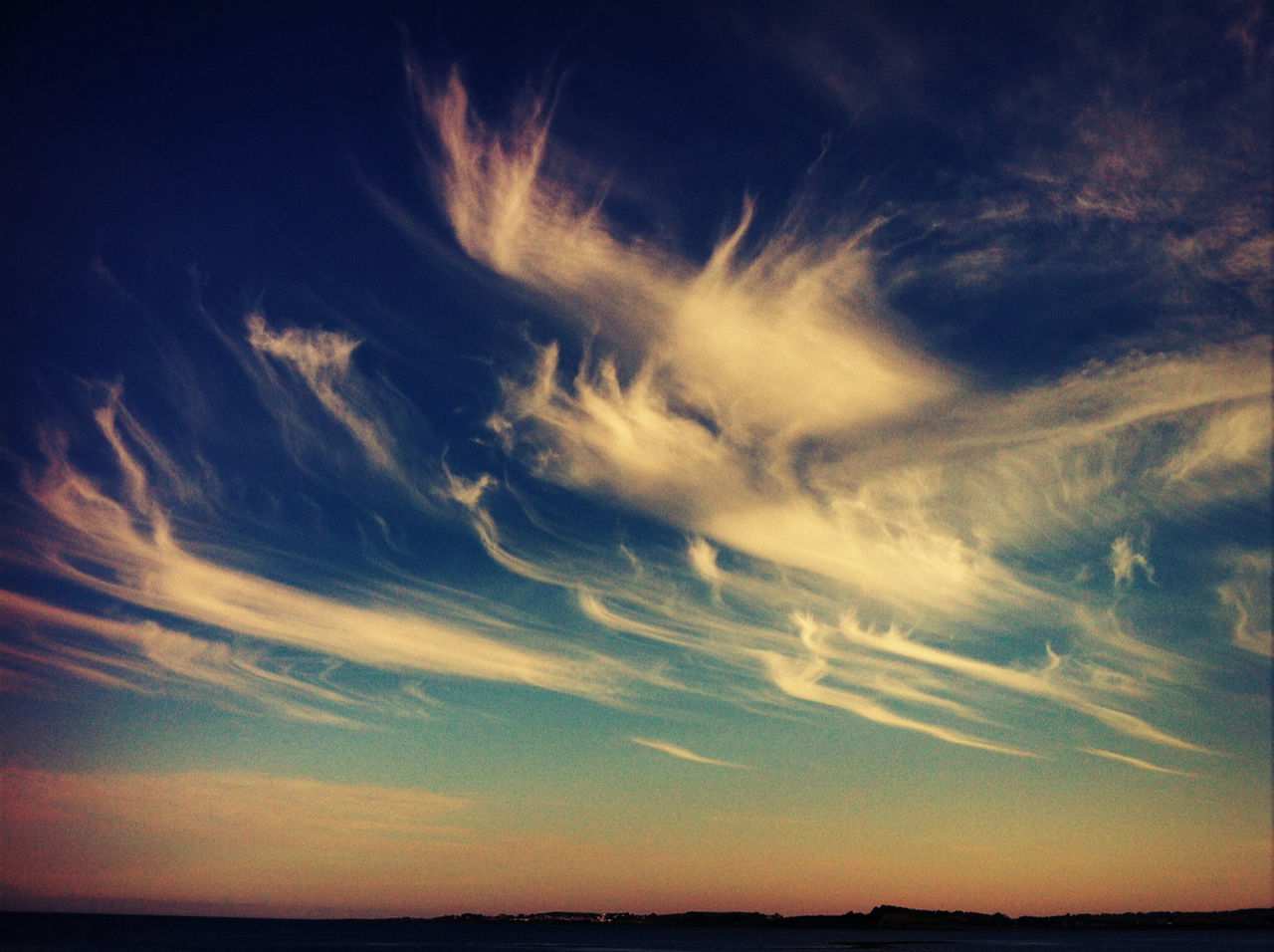 sunset, tranquil scene, scenics, tranquility, sky, beauty in nature, nature, silhouette, cloud - sky, idyllic, cloud, landscape, orange color, dramatic sky, cloudy, outdoors, no people, majestic, dusk, horizon over land