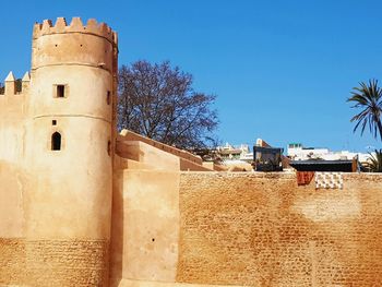 View of fort against clear blue sky