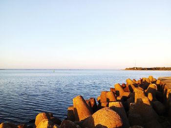 Scenic view of sea against clear sky