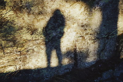 Low section of man standing on shadow