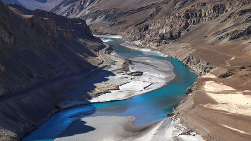 The confluence of the indus river , leh 