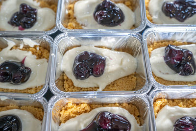 High angle view of ice cream in container