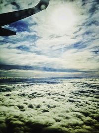 Scenic view of sea against cloudy sky