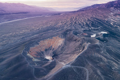 Sunrise in ubehebe crater. death valley, california. beautiful morning colors