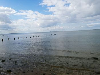 Scenic view of sea against cloudy sky