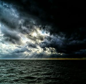 Scenic view of sea against cloudy sky