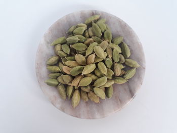 High angle view of fruits in bowl on table