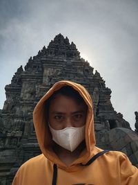 Portrait of senior man in temple