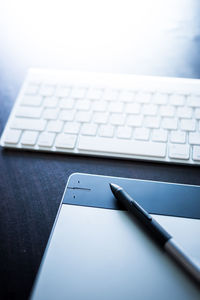 Close-up of computer keyboard on table