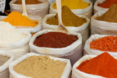 Full frame shot of spices at market stall