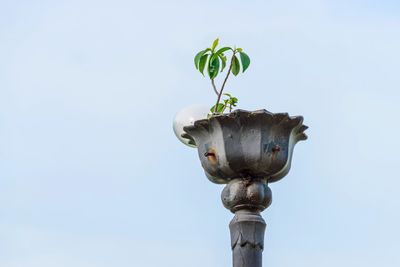 Low angle view of statue against clear sky