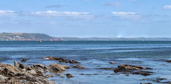 Scenic view of sea against cloudy sky