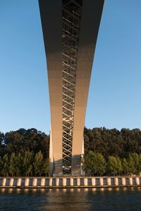 Low angle view of bridge over river against clear sky