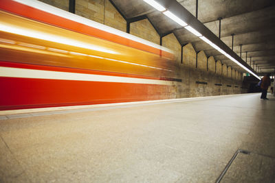 Blurred motion of subway train