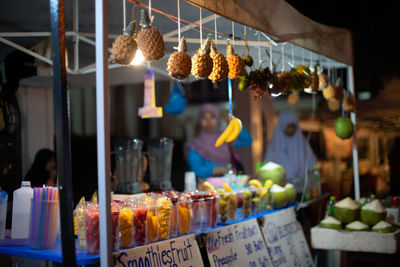 Various fruits for sale at market stall