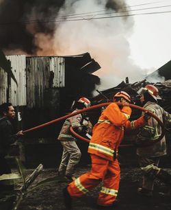 People working at construction site