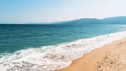 Scenic view of sea against clear sky